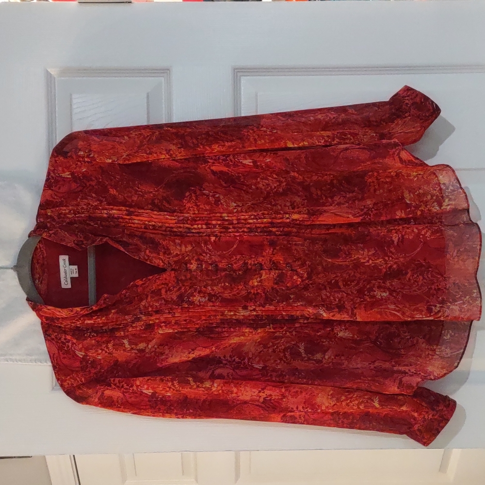 Coldwater Creek orange long sleeve blouse